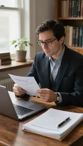 Reporter Reciting Poetry At A In A Writers Home Office Desk At Professional