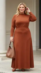 Rust Full Length Maxi Skirt Plus Size Fashion
