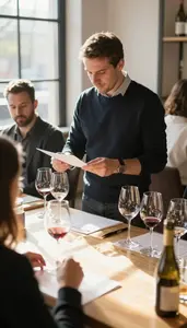 Sommelier Tasting And Pairing Wines In A Wine Tasting Room At Professional Venue