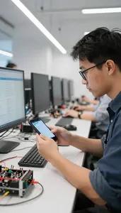Staff Engineer Testing Application Functionality On In A University Computer Lab