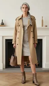 Structured Elegance Camel Wool Dress Fashion
