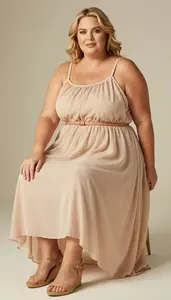 Stylish Plus Size Look Sundress With Adjustable Straps For A Casual Occasion