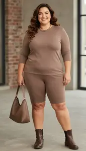 Stylish Three Quarter Sleeve Top Plus Size Fashion
