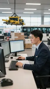 Supply Chain Manager Managing Port Operations From At A Bus Terminal Luggage