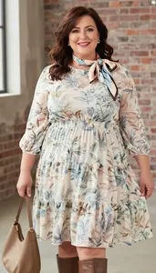 Tan Tiered Beach Dress For Summer Plus Size Fashion