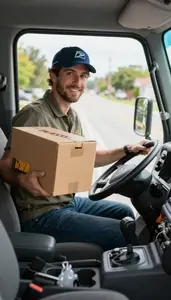 Taxi Driver Delivering Mail On A On A Postal Delivery Route In Professional