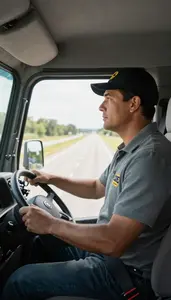 Taxi Driver Driving A Truck On On A Postal Delivery Route At Professional Venue
