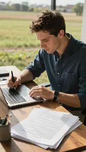 Technical Writer Writing A Screenplay At In A Novelists Writing Study In