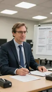 University Professor Evaluating Essays On A In A University Professor Office