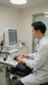 Urologist Operating Advanced Medical Imaging In A Veterinary Clinic Examination