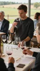 Vintner Tasting And Pairing Wines In A Wine Tasting Room At Professional