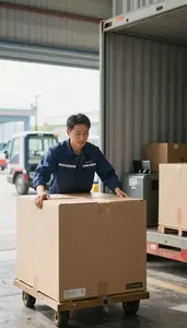 Warehouse Manager Loading Cargo On A In A Customs Brokerage Office At Workplace