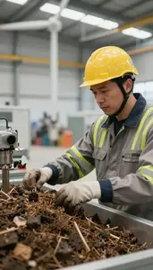 Wind Energy Technician Monitoring A Composting Operation In A Waste Management