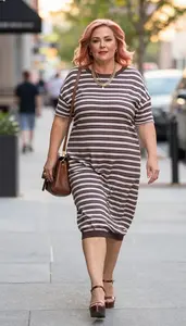Womens Striped Midi Dress Fashionable Style