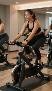 Yoga Instructor Leading A Spin Class In A Yoga Studio With Mats In Professional