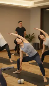 Yoga Instructor Leading A Yoga Class In A Yoga Retreat Studio In Professional