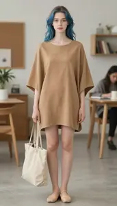 Accessible Fashion Camel Poncho Dress