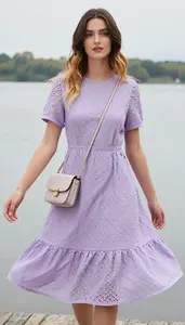 Accessible Fashion Lavender Eyelet Dress