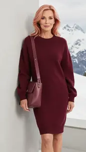 Attractive Woman In Oversized Sweater Dress Stock Photo