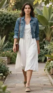 Balanced Proportions Lightweight Summer Dress Fashion Stock Photo