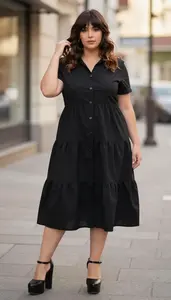Beach Snap Button Dress For Women Fashion