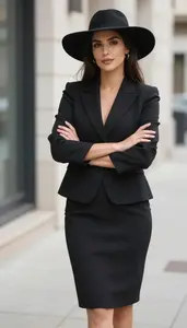 Black Career Dress For Women Fashion Stock Photo