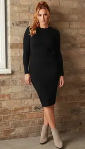 Black Cropped Sweater Dress Confident Woman Fashion