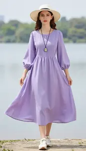Caucasian Woman Woman Bold Accent Styling Flowy Peasant Dress