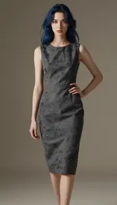Charcoal Embroidered Dress For Women Fashion Stock Photo