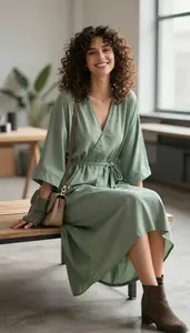 Confident Woman Woman Contrast Styling Trapeze Dress