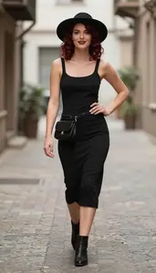 Contrast Styling Babydoll Dress Fashion Stock Photo