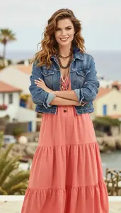 Coral Boho Maxi Dress Radiant Woman Fashion