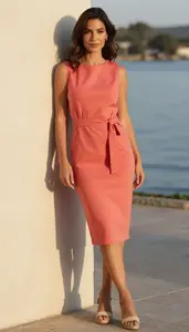 Editorial Belted Summer Dress Mediterranean Woman Woman Fashion