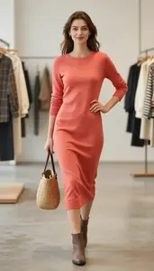 Editorial Brushed Cotton Dress Young Professional Woman Fashion