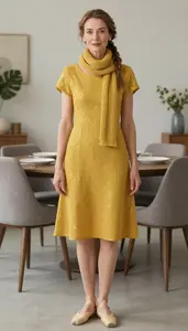 Editorial Jute Dress Pale Skinned Woman Woman Fashion
