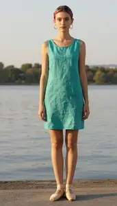 Editorial Linen Shift Dress Western European Woman Woman Fashion