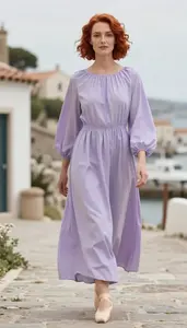 Editorial Peasant Maxi Dress Pale Skinned Woman Woman Fashion