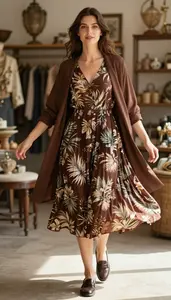 Editorial Tropical Print Dress Confident Woman Woman Fashion