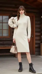 Editorial Turtleneck Sweater Dress Germanic Woman Woman Fashion
