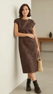 Effortless Chic Chocolate Brown Linen Shift Dress Fashion