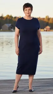 Elevated Basics Navy Blue Cashmere Dress