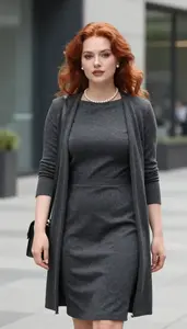 Elevated Womenswear Charcoal Sophisticated Work Dress