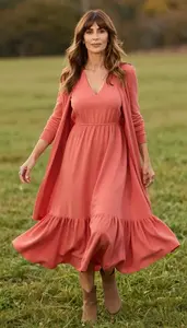 Fabulous Woman In 50s Woman In Boho Maxi Dress