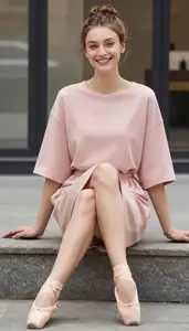 Fashion Forward Blush Pink Oversized Casual Dress
