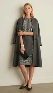 Fashion Forward Charcoal Hand Embroidered Dress Stock Photo