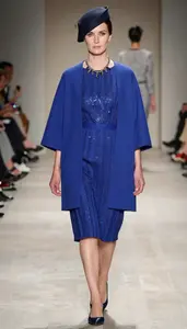 Fashion Forward Royal Blue Box Pleated Formal Dress Stock Photo