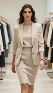 Feminine Silhouette Office Dress Fashion Stock Photo