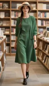 Forest Green A Line Modest Dress Stunning Woman Fashion