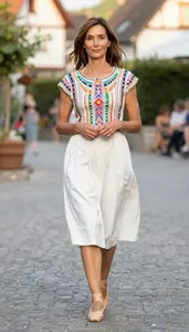 Germanic Woman Woman Textured Mix Colorful Summer Dress