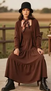 Glamorous Woman In Mid 20s Woman In Tiered Maxi Dress